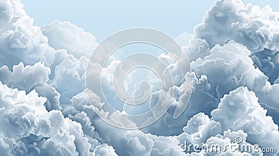 Realistic cloud border and weather meteo frame realistic modern illustration. Fluffy cirrus cumulus cloud isolated on Cartoon Illustration