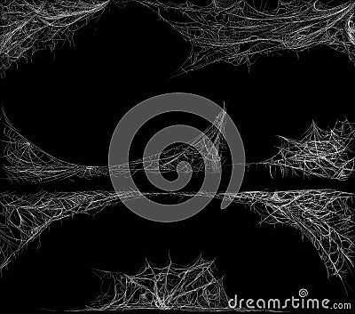 Realistic cobweb set on dark background. Spider web elements design. Vector illustration Vector Illustration