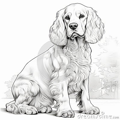 Realistic Cocker Spaniel Animal Coloring Pages With Unique Character Design Cartoon Illustration