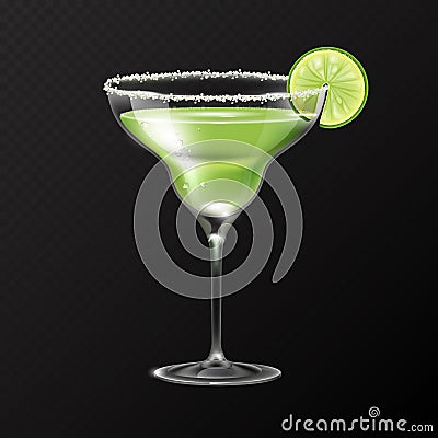 Realistic cocktail margarita glass vector illustration Vector Illustration