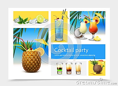 Realistic Cocktail Party Concept Vector Illustration