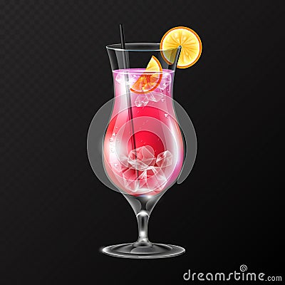 Realistic cocktail tequila sunrise glass vector illustration Vector Illustration