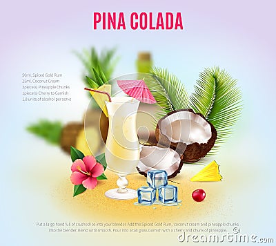 Realistic Cocktails Composition Vector Illustration