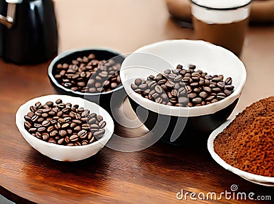 Realistic coffee beans neutral color palette warm Stock Photo