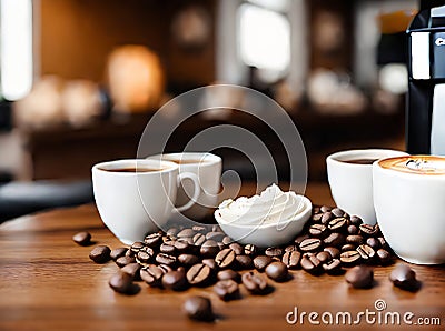 Realistic coffee beans neutral color palette warm Stock Photo