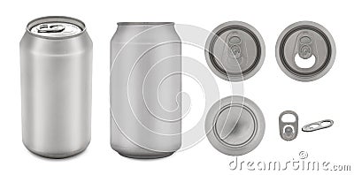Realistic collection of aluminium can- Isolated on white background and clipping path. Stock Photo