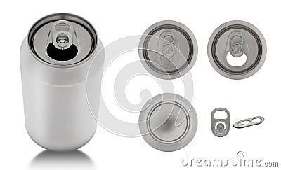 Realistic collection of aluminium can- Isolated on white background and clipping path. Stock Photo