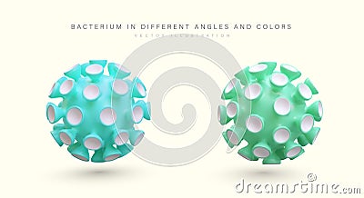 Realistic color round bacteria in different positions. Vector image of coronavirus Vector Illustration