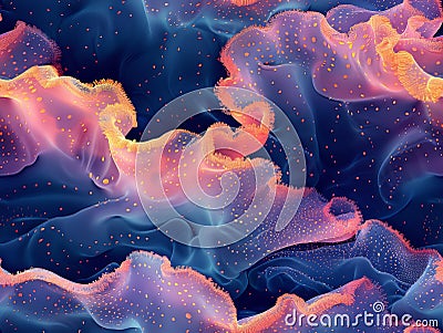 Realistic colorful coral reef seamless pattern in macro view Cartoon Illustration