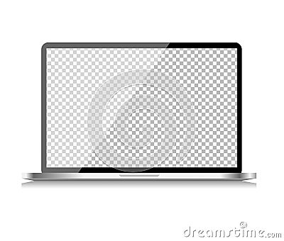 Realistic Computer Laptop with Transparent Wallpaper on Screen on White Background. Vector Illustration Vector Illustration