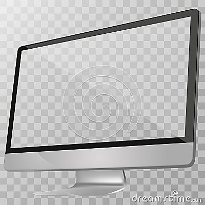 Realistic computer monitor isolated on transparent background. Vector mockup. Vector illustration. Cartoon Illustration