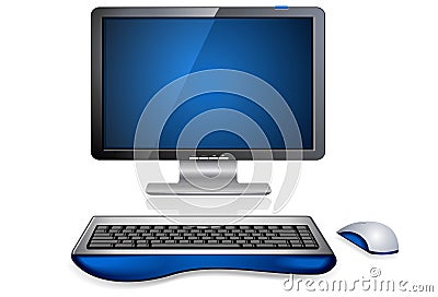 Realistic Computer Workstation Vector Illustration