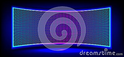 Realistic concave LED screen on wall or stage Vector Illustration