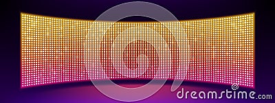Realistic concave LED screen on wall or stage Vector Illustration