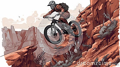 Young Rider Mountain Biking At Red Bull Rampage Stock Photo