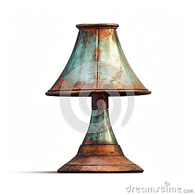 Realistic Copper Lamp: Detailed Rendering Of Weathered Materials Stock Photo