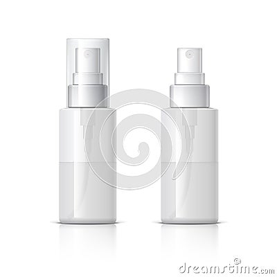 Realistic Cosmetic bottle can sprayer container. Vector Illustration