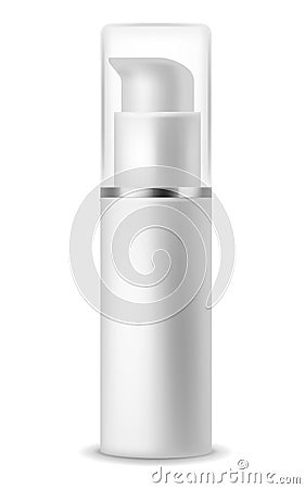 Realistic cosmetic bottle dispenser mockup. Blank white pack Vector Illustration