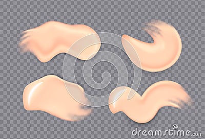 Realistic cosmetic cream smears.Realistic creams drop splashes skincare fresh moisturizing product lotion smear skin gel Vector Illustration