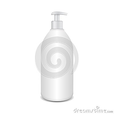 Realistic cosmetic plastic bottle with dispencer mockup. Vector 3d brand template Vector Illustration