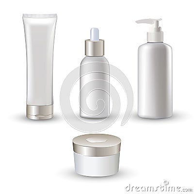 Realistic Cosmetic Tubes Icon Set Vector Illustration