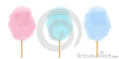 Realistic cotton candy set. Vector isolated illustration Vector Illustration