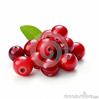Realistic Cranberry On White Background With Bold Color Usage Stock Photo