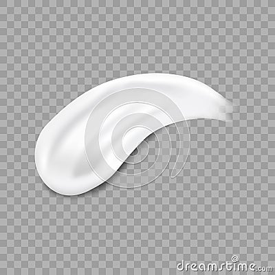 Realistic cream smears on transparent background. White cosmetic creamy stroke. Creamy concealer smooth foam smear. Vector Illustration