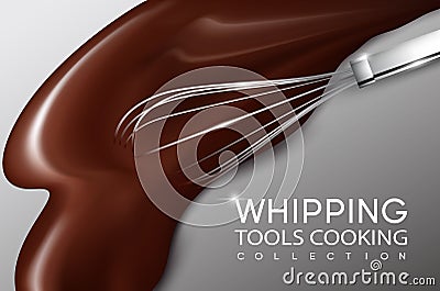 Realistic Cream Whipping Process Concept Vector Illustration