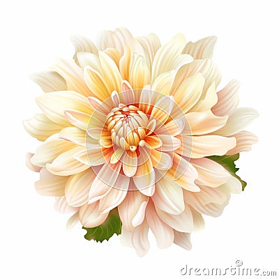 Realistic Creamy Dahlia Flower Illustration With Soft-edged Details Stock Photo