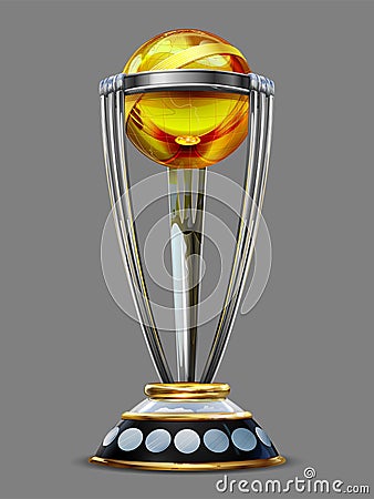 Realistic Cricket World Cup Trophy on plain background Vector Illustration