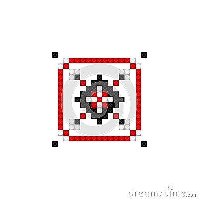 Realistic Cross-Stitch Embroideried Ornate Element Vector Illustration