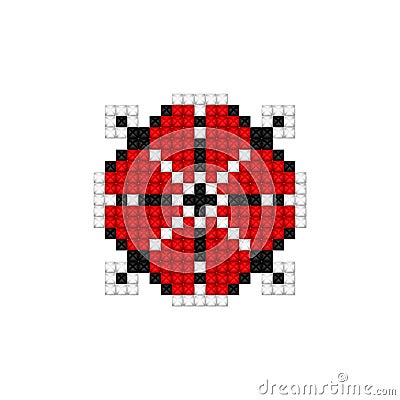 Realistic Cross-Stitch Embroideried Ornate Element Vector Illustration