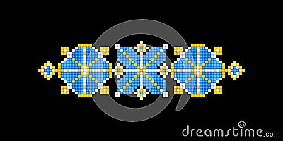 Realistic Cross-Stitch Embroideried Ornate Element Vector Illustration