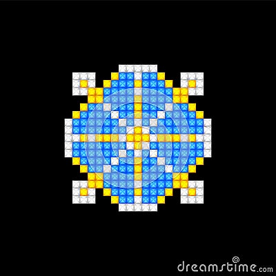 Realistic Cross-Stitch Embroideried Ornate Element Vector Illustration