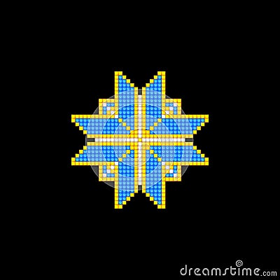 Realistic Cross-Stitch Embroideried Ornate Element Vector Illustration