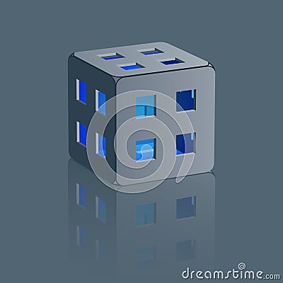 Realistic cube with reflection. Vector Illustration