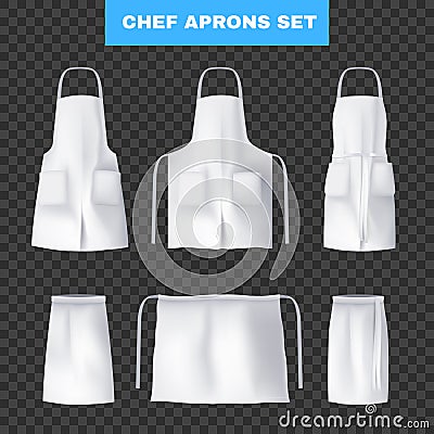 Realistic Culinary Chef Aprons Icon Set Vector Illustration
