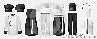 Realistic Culinary Clothing Transparent Icon Set Vector Illustration