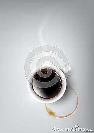 A realistic cup of black coffee and coffee cup stain, transparent vector Vector Illustration