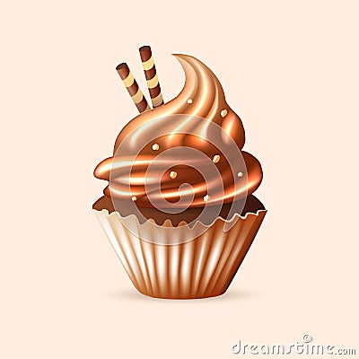 Realistic cupcake on white Vector Illustration