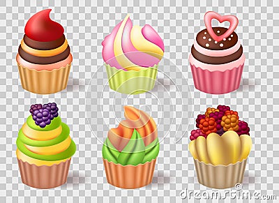 Realistic cupcakes set Vector Illustration