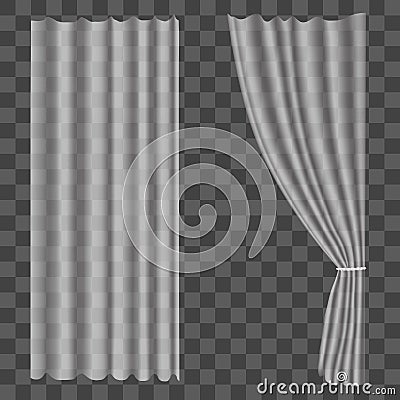 Realistic Curtains on Transparent Background. Vector Vector Illustration