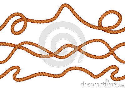 Realistic Curve Ropes Seamless Pattern Vector Illustration