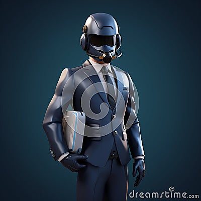 Realistic Cypherpunk Character Carrying A Computer Stock Photo
