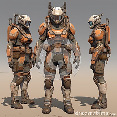 Realistic 3d Anime Character Design Of A Master Sergeant On Mars Stock Photo