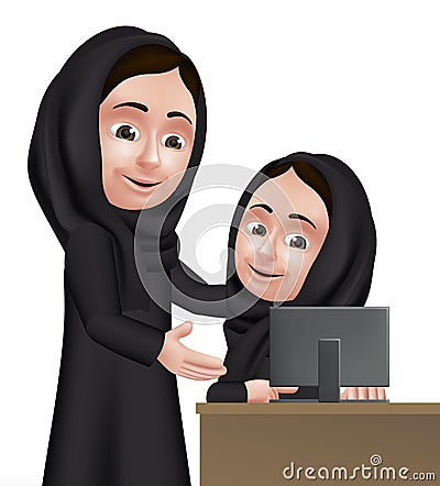 Realistic 3D Arab Woman Teacher Character Vector Illustration