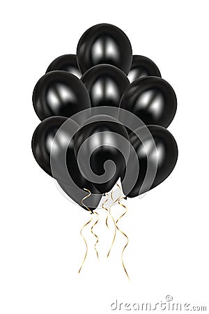 Realistic 3d black ballons Vector Illustration. Colorful glossy Ballon. Balloons set isolated mockup for anniversary, birthday Vector Illustration