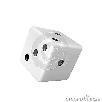 Realistic 3d with black dots isolated on white background. Pipped dice with rounded corners Vector Illustration