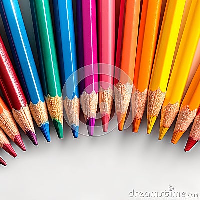 Realistic 3D colored pencils Vibrant set for back to school concepts Stock Photo